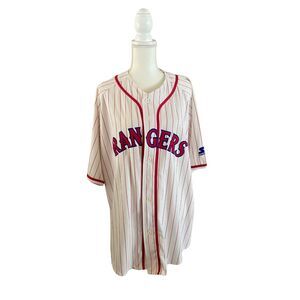 Vintage Starter Texas Rangers Baseball Jersey Men’s XL Pinstripe Button Up